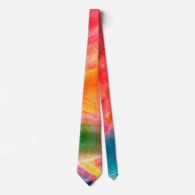 Watercolor Rainbow Men"s Tie (Front)