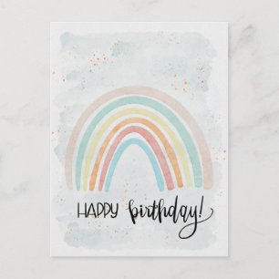 Watercolor Rainbow Modern Happy birthday Postcard
