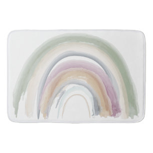 Watercolor Rainbow Muted Colours Boho Chic Shower Bath Mat