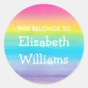 Watercolor Rainbow Name Label Stickers