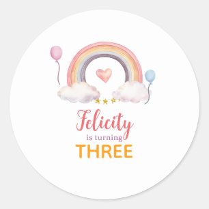 Watercolor Rainbow Party Classic Round Sticker