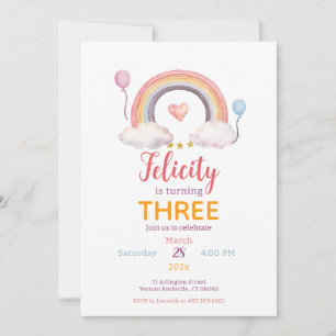 Watercolor Rainbow Party Invitation