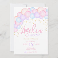 Watercolor rainbow pastel balloon arch birthday