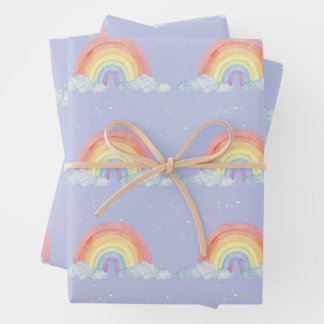 Watercolor Rainbow Pastel Colour Birthday Party  Wrapping Paper Sheet