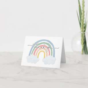 Watercolor rainbow pastel colourful thank you card