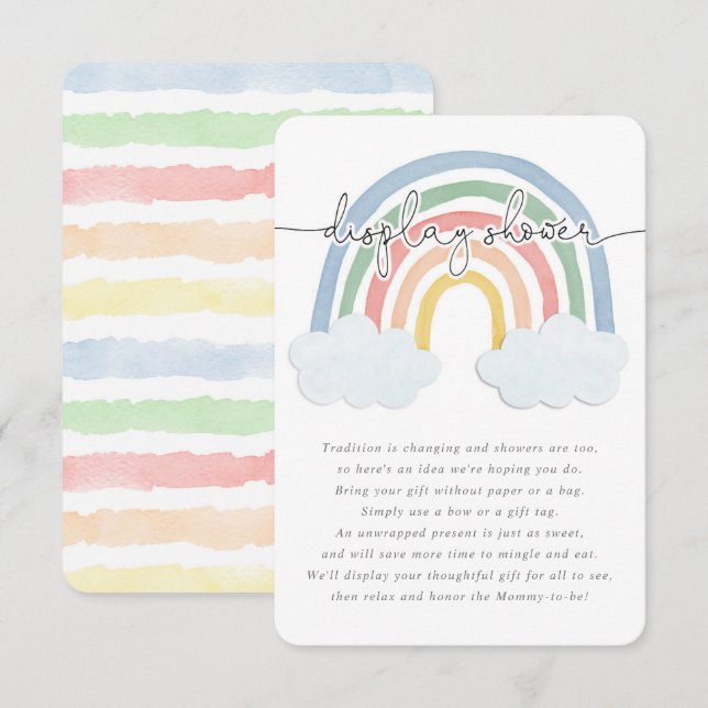 Watercolor rainbow pastel display shower enclosure card (Front/Back)