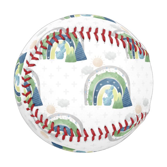 Watercolor Rainbow Pattern Baseball (Front Left)