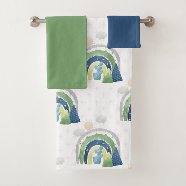 Watercolor Rainbow Pattern Bath Towel Set (Insitu)