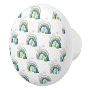 Watercolor Rainbow Pattern Ceramic Knob
