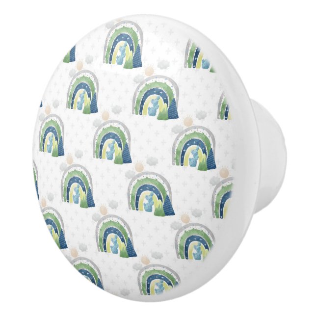 Watercolor Rainbow Pattern Ceramic Knob (Right)