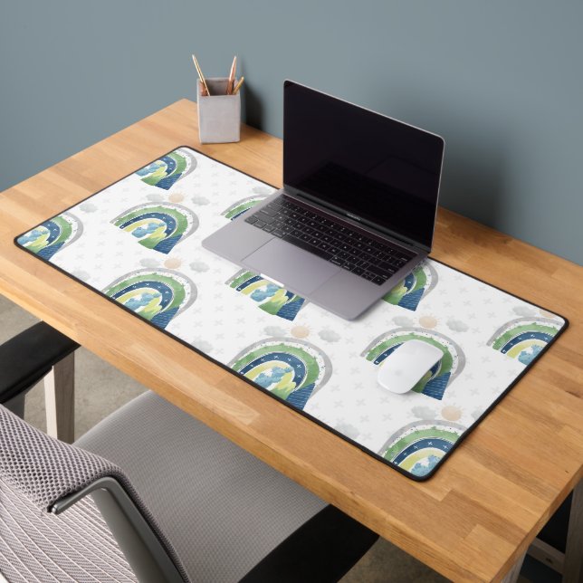 Watercolor Rainbow Pattern Desk Mat (Office 2)