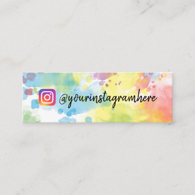 Watercolor Rainbow Pattern Social Media Mini Business Card (Front)