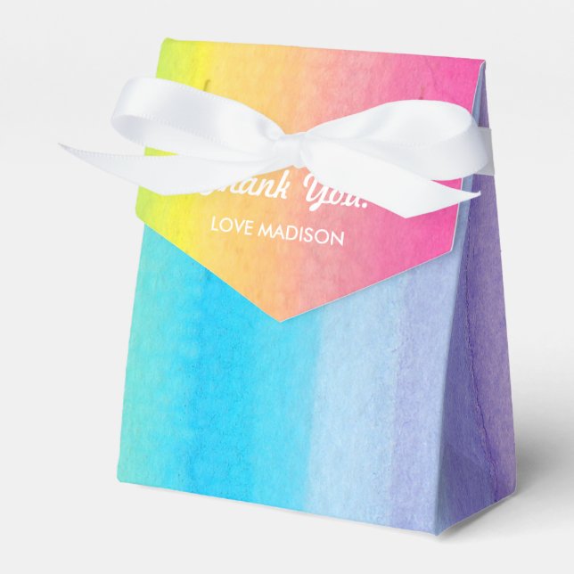 Watercolor Rainbow Personalised Favour Box (Front Side)