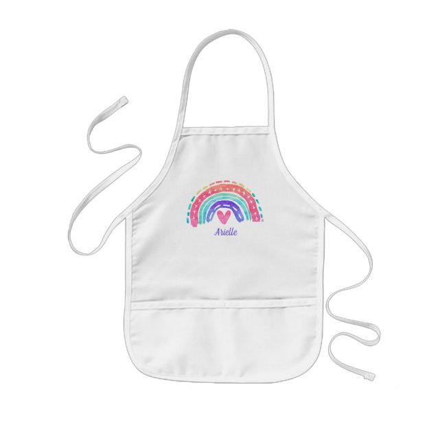 Watercolor Rainbow Personalised Kids Apron (Front)