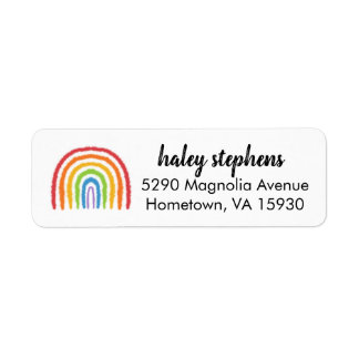 Watercolor Rainbow Personalised Return Address Lab