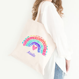 Watercolor Rainbow Personalised Tote Bag