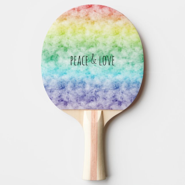 Watercolor Rainbow Ping Pong Paddle (Front)