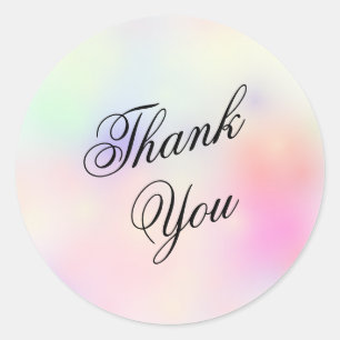 Watercolor Rainbow Pink Thank You Classic Round Sticker
