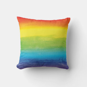 Watercolor Rainbow Pride Bright and Vibrant Cushion