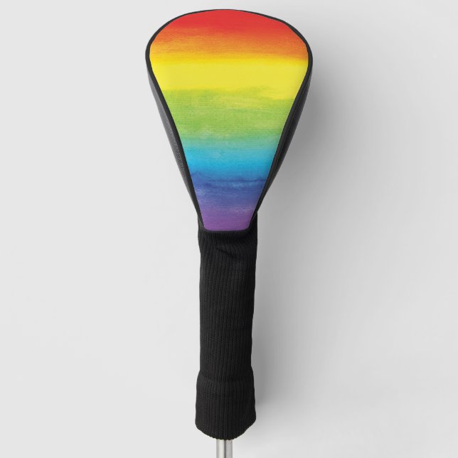 Watercolor Rainbow Pride Bright Vibrant Golf Head Cover (Front)