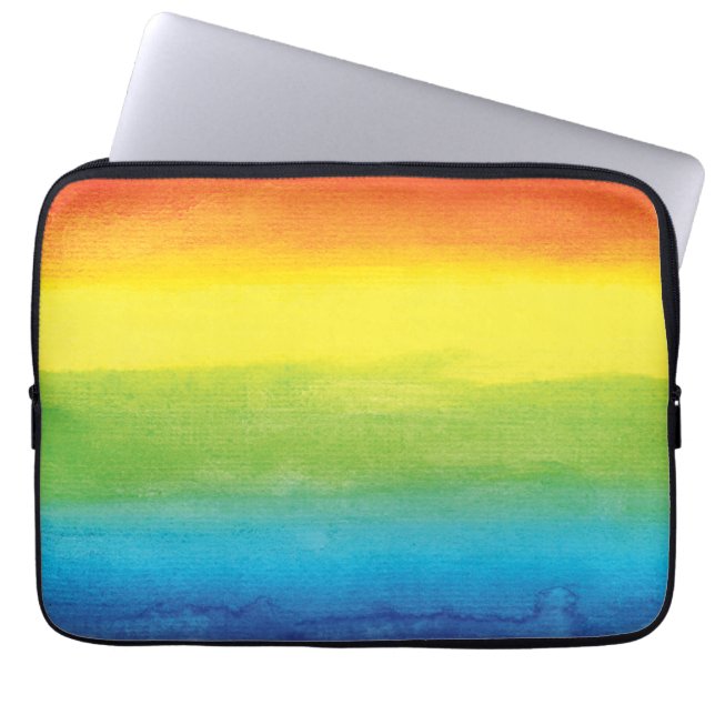 Watercolor Rainbow Pride Bright Vibrant Laptop Sleeve (Front)