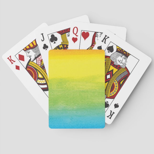 Watercolor Rainbow Pride Bright Vibrant Playing Cards (Back)