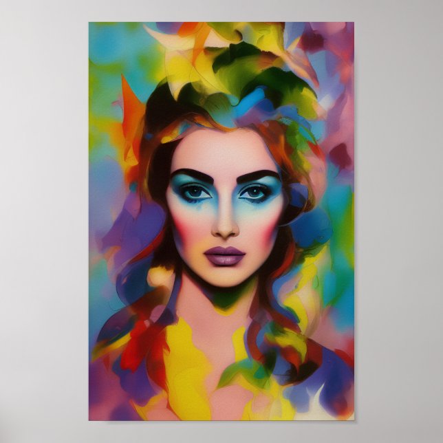 Watercolor Rainbow Princess - Digital Art Download Poster (Front)