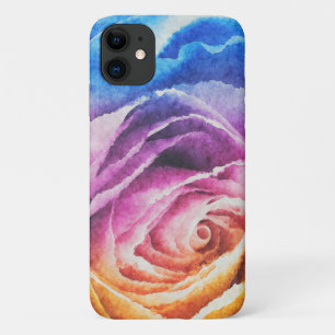Watercolor Rainbow Rose iPhone 11 Case