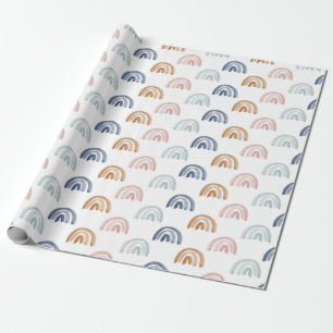 Watercolor Rainbow Rows in Earth Tones Wrapping Paper
