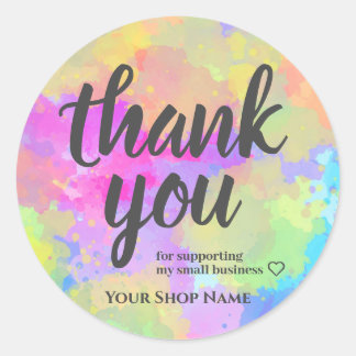 Watercolor Rainbow Splash Thank You Favour Tags