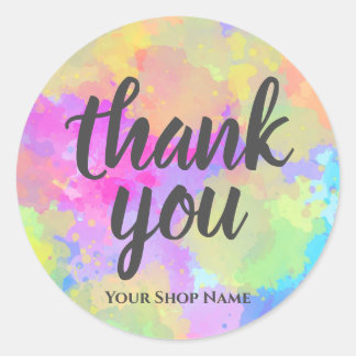 Watercolor Rainbow Splash Thank You Favour Tags