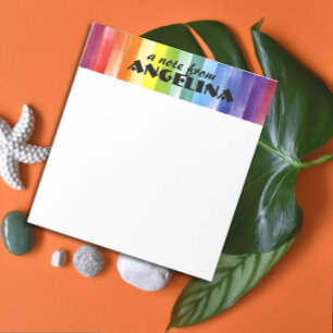 Watercolor rainbow splash white letter notepad