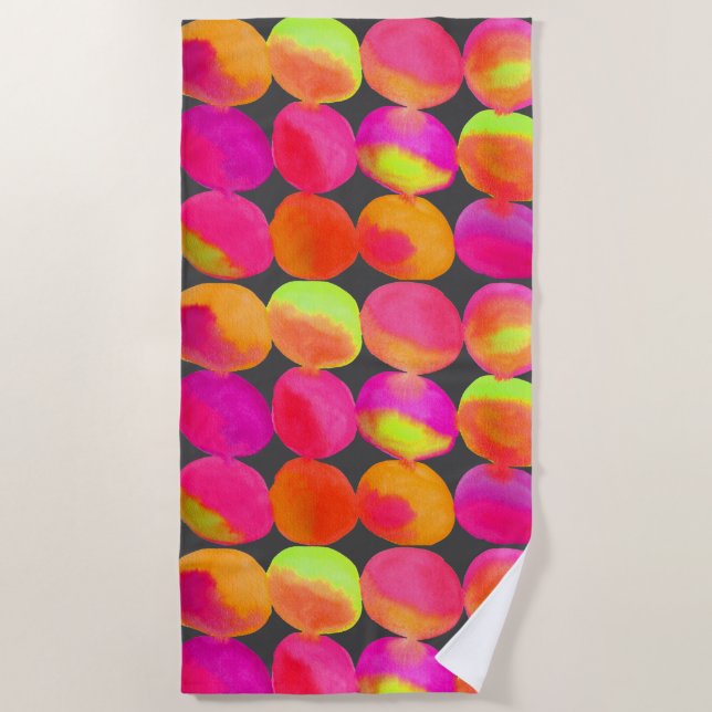 Watercolor rainbow spots art beach style beach towel (Front)