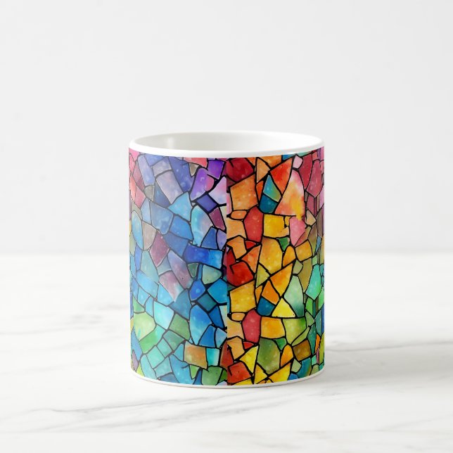 Watercolor Rainbow Stained Glass Coffee Mug (Center)