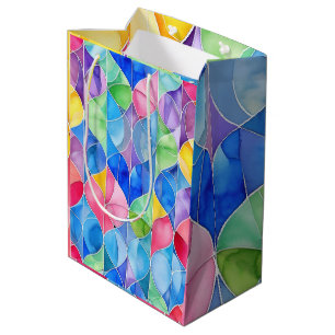 Watercolor Rainbow Stained Glass Medium Gift Bag