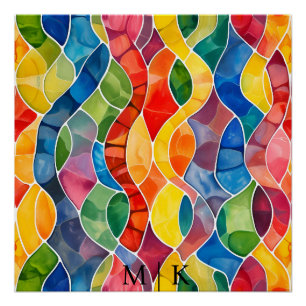 Watercolor Rainbow Stained Glass Poster
