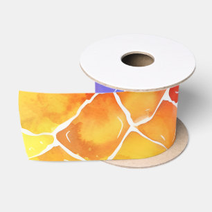 Watercolor Rainbow Stained Glass Satin Ribbon