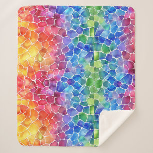 Watercolor Rainbow Stained Glass Sherpa Blanket