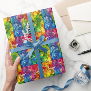 Watercolor Rainbow Stained Glass Wrapping Paper