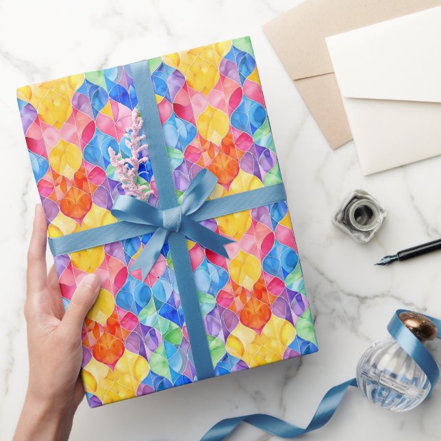 Watercolor Rainbow Stained Glass Wrapping Paper (Gifting)