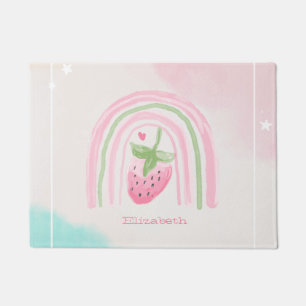 Watercolor Rainbow Strawberry   Doormat