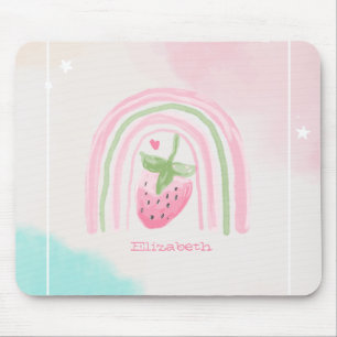 Watercolor Rainbow Strawberry  Mouse Mat