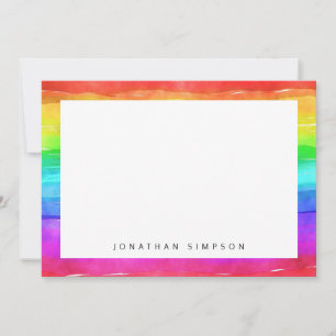 Watercolor Rainbow Stripe Pattern Card