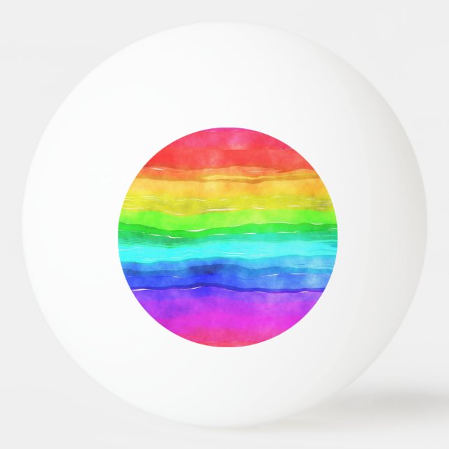 Watercolor Rainbow Stripes Design  Ping Pong Ball (Front)