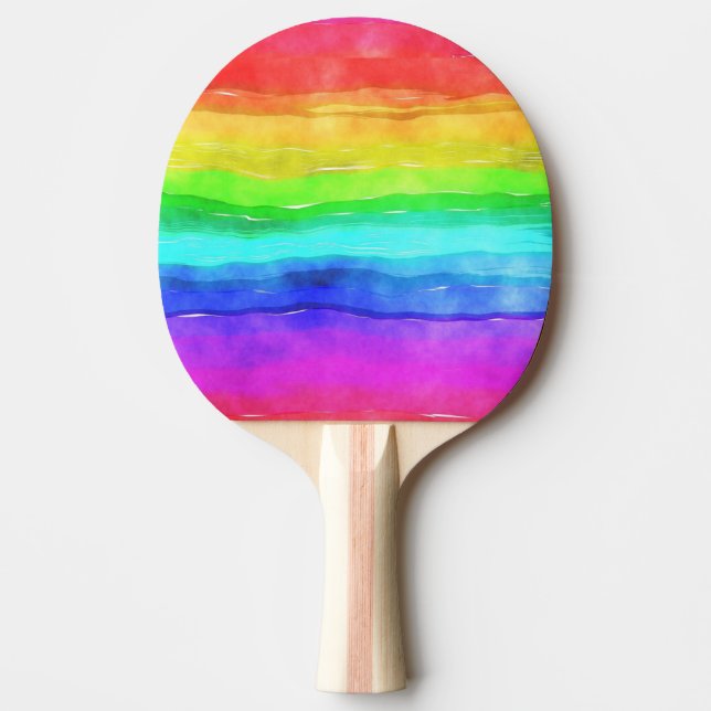 Watercolor Rainbow Stripes Design  Ping Pong Paddle (Front)