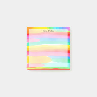 Watercolor Rainbow Stripes Post-it Notes