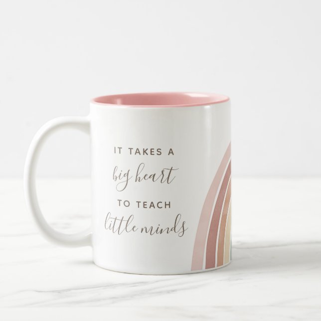 Watercolor Rainbow Teacher Appreciation Two-Tone Coffee Mug (Left)