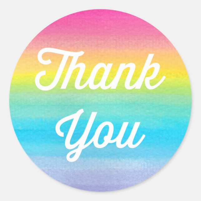 Watercolor Rainbow Thank You Stickers (Front)