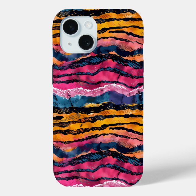 Watercolor Rainbow Tiger Stripes Case-Mate iPhone Case (Back)