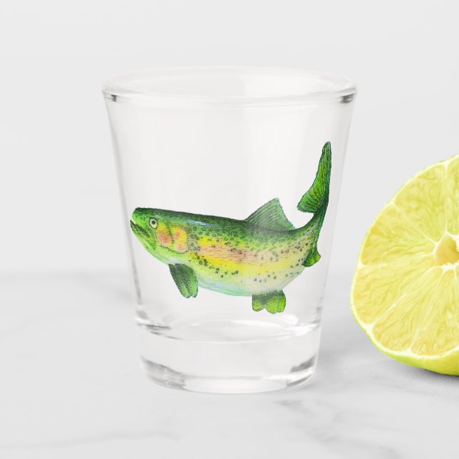 Watercolor Rainbow Trout  Shot Glass (Front)